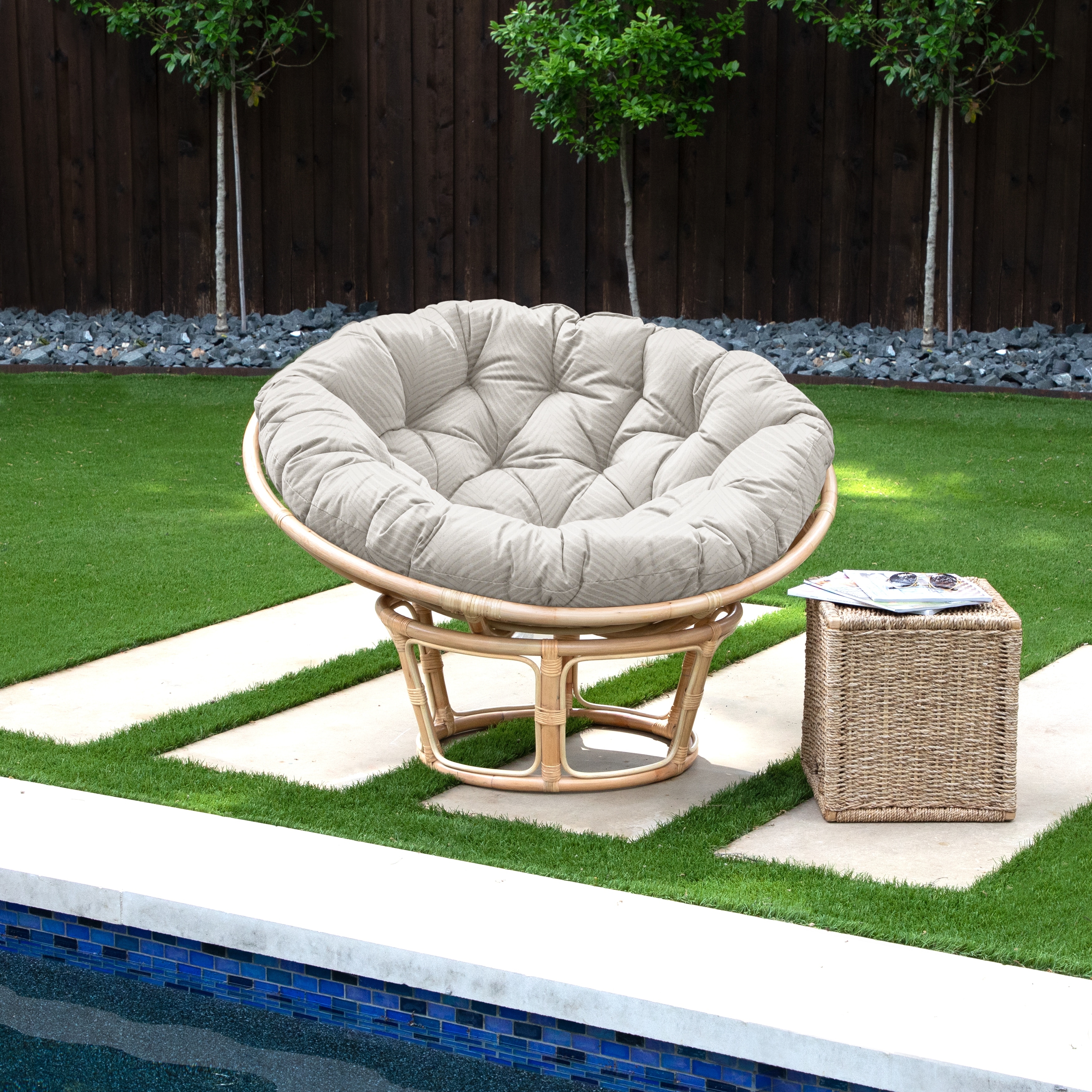 Humble Haute Sunbrella Leaf Pattern Indoor Outdoor Papasan